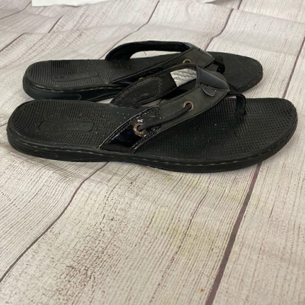Sperry Topsider black flip flops w/rubber soles sz 8 women